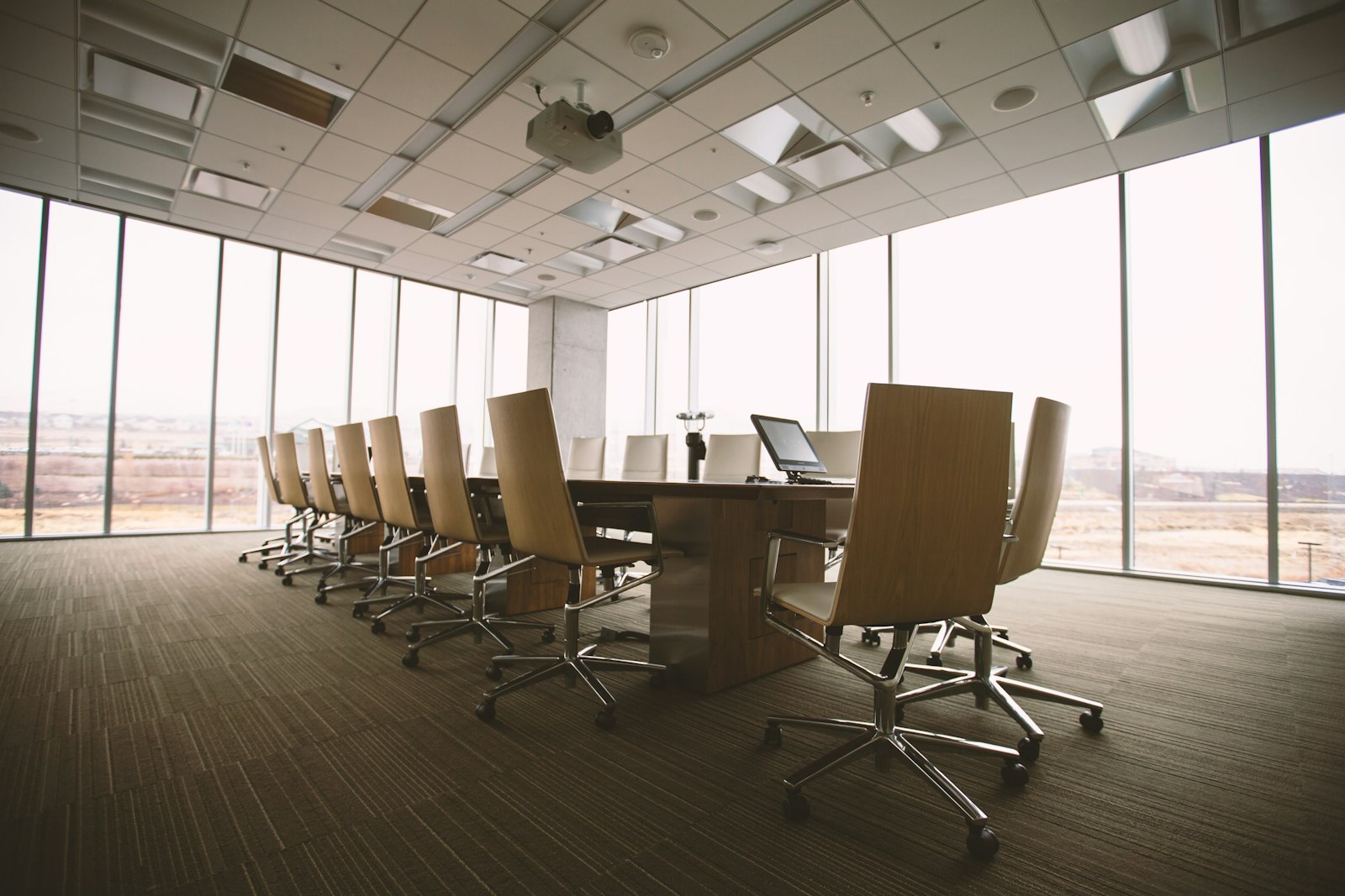 Executive boardroom ready for a strategy session