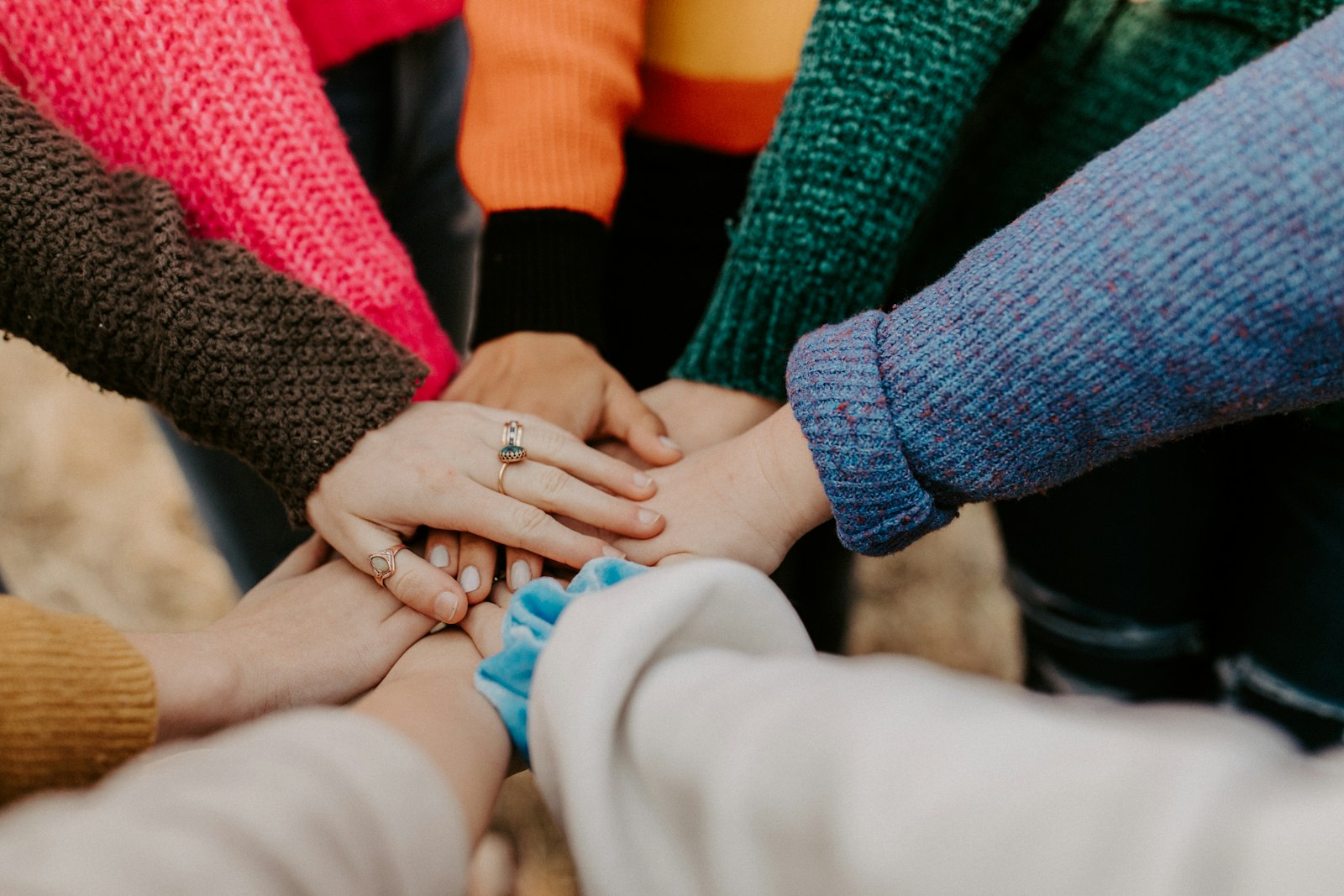 Team hands together in a show of motivation